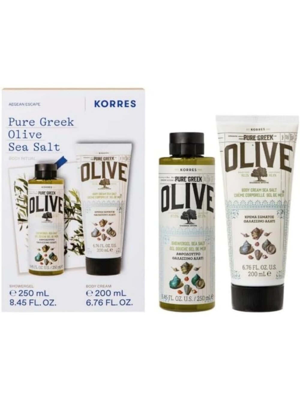Olive Sea Salt Body Care Set - Natural, Silicone & Paraben Free, Spa Essentials